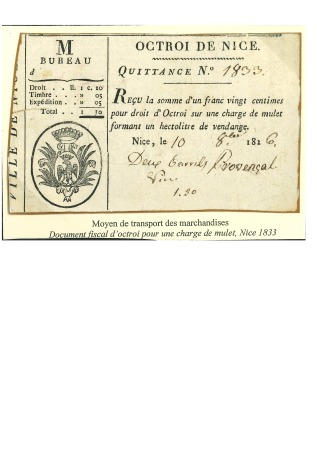 1833, Beau document fiscal d'octroi pour une charge
