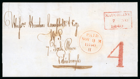 Stamp of Great Britain » Postal History 1840 4d. stampless entire, superb unfolded entire sent
