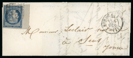 1850, Lettre affranchissement Cérès 25 centimes bleu