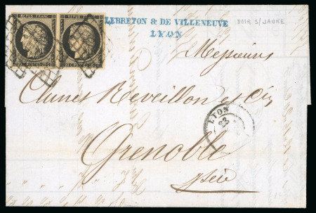 1849, Lettre affranchissement Cérès 20 centimes noir
