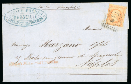 Stamp of France » Empire 1853-1862 1866, Lettre pour Naples affranchissement Y&T n°23