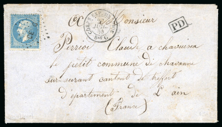 Stamp of France » Empire 1853-1862 1866, Lettre pour Naples affranchissement Y&T n°23