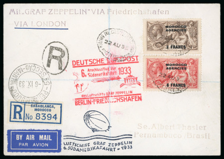 1933 (Aug 22) envelope sent by Graf Zeppelin from Casablanca