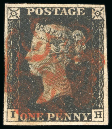 Stamp of Great Britain » 1840 1d Black and 1d Red plates 1a to 11 1d black pl. 8 IH, clear to good margins, with part