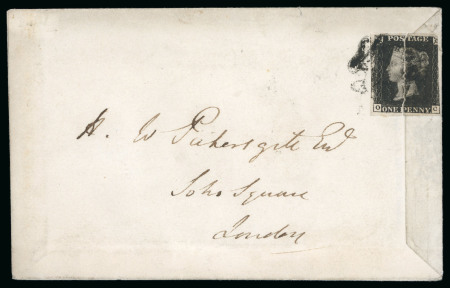 1841 (Jul 3) "Henry Tuck Hermetically Sealed Envelope" with 1840 1d black pl.5 OC 