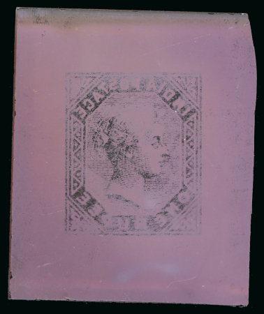 India - 1882 1r, glass support cliché with image reversed
