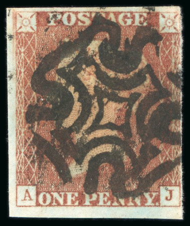1840, 1d red pl.1c AJ, state 3, used