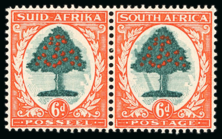 1933-48 6d green and vermilion, mint nh pair, right