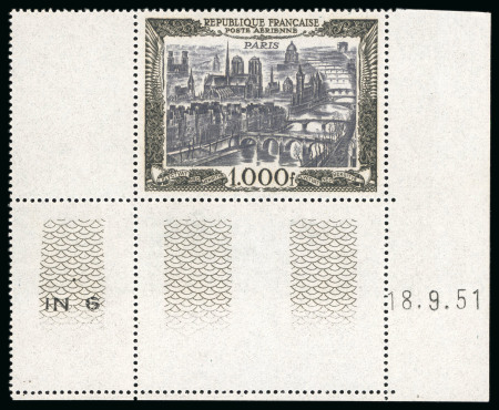 1950, 1000 francs Paris Y&T PA 29 avec coin daté de