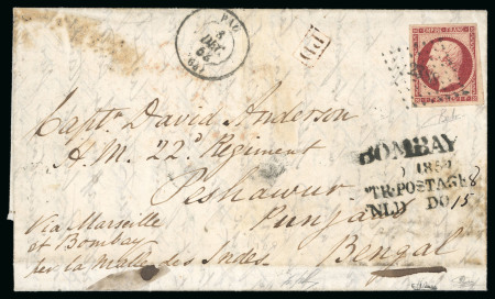 Stamp of France » Empire 1853-1862 1853, Lettre acheminée par la Malle des Indes dans