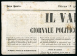 1859, 1/2 grana arancio su giornale