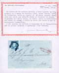 1859, Lettera da Piazza con 2 gr. annullato con ferro di cavallo rosso.