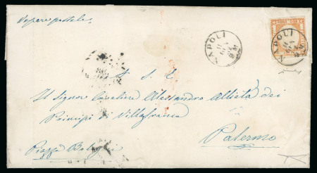 Stamp of Italian States » Naples 1862, Lettera del 11.1 da Napoli per Palermo affrancata con 10 grana falso I tipo effige C.