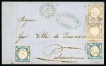 1862, Lettera per Palermo affrancata per 5 grana.