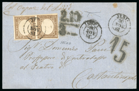 Stamp of Italian States » Sardinia 1861, Lettera da Jesi per Costantinopoli