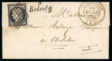 Stamp of France » Type Cérès de 1849-1850 1849, Lettre pour Chalabre (Aude), affranchissement