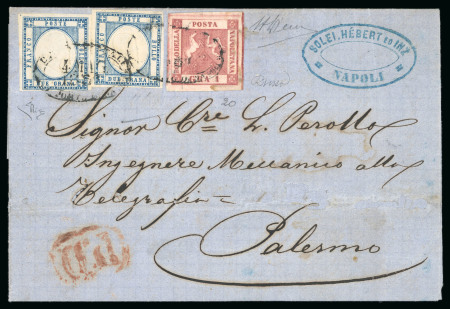 1861, Lettera con affrancatura mista Napoli-Province Napoletane