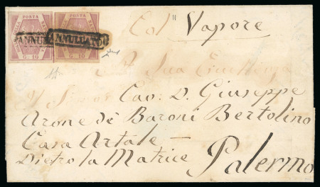 1858, Lettera affrancata per 20 grana per Palermo.