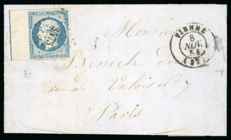 1854, Lettre pour Paris, affranchissement Empire non