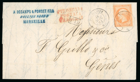 Stamp of France » Empire 1853-1862 1861, Lettre pour Gênes (Italie), affranchissement