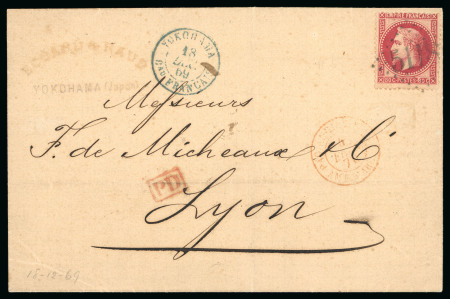 1869, Lettre du bureau français de Yokohama pour Lyon,