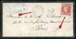 1870 mourning envelope from Yokohama to France, franked with Empire 80c