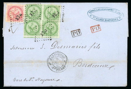 1867, Lettre à destination de Bordeaux, affranchissement