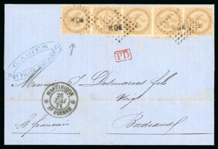 1871, Lettre à destination de Bordeaux, affranchissement