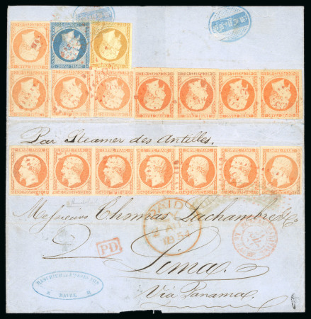 Stamp of France » Empire 1853-1862 1854, Lettre pour Lima (Pérou, Peru), affranchissement