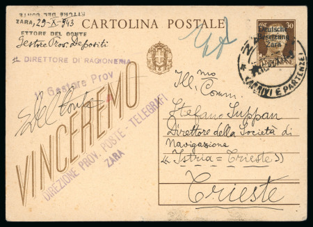1943 (Oct. 29) 30c overprinted stationery card 
