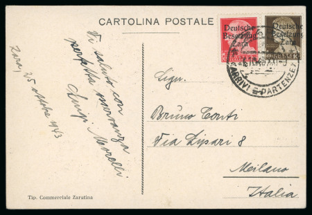 1943 (Oct. 26) Postcard to Milan franked by overprinted