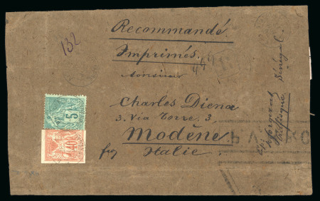 1885, Rarissime imprimé recommandé pour Modène (Italie),