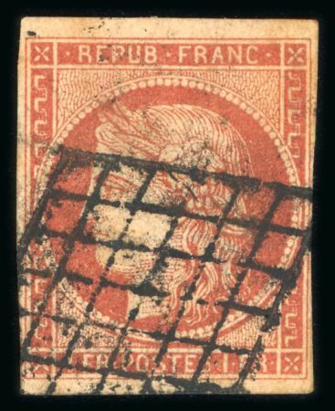 Stamp of France » Type Cérès de 1849-1850 1849, Cérès non dentelé Y&T n°7 1 franc vermillon,