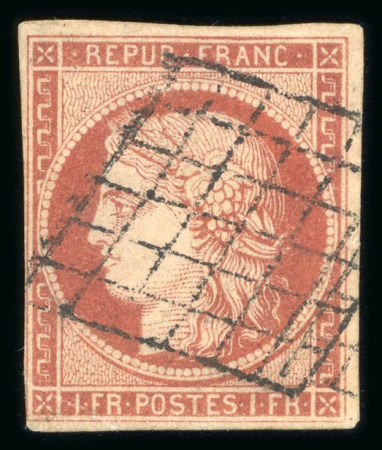 Stamp of France » Type Cérès de 1849-1850 1849, Cérès non dentelé Y&T n°7B 1 franc vermillon