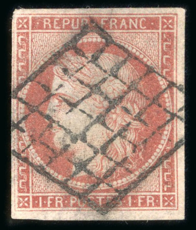 Stamp of France » Type Cérès de 1849-1850 1849, Cérès Y&T n°6A 1 franc rouge-brun, dernier