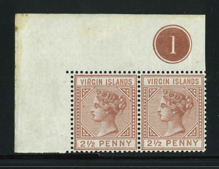 1879-80 CC 2 1/2d red-brown, mint top left corner sheet