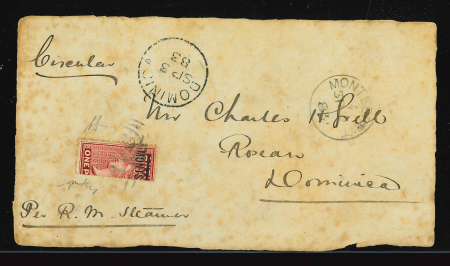 1876-83 1d bisect on "Circular" front from Monserrat