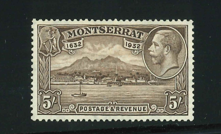 1932 Settlement of Montserrat 5s chocolate, mint l.h.,