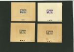 France: 1937 Pierre de Coubertin group of 7 deluxe die proofs in different colours