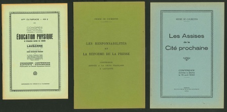 1924-1932, group of three IOC/Coubertin booklets