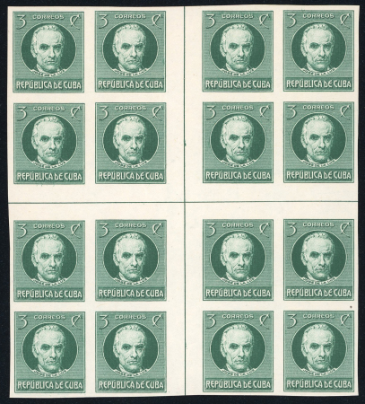 Stamp of Cuba 1917-18 3c José de la Luz trial colour plate proof