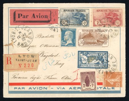 1929 Incoming airmail from France sent registered to