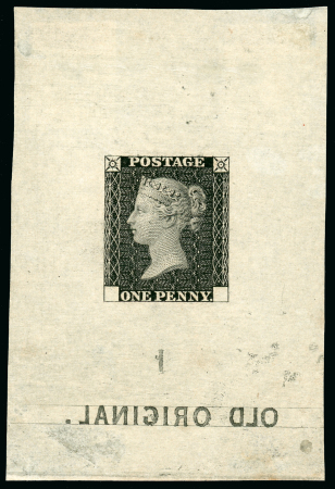 Stamp of Great Britain » Line Engraved Essays, Plate Proofs, Colour Trials and Reprints IMPORTANT DIE PROOF FROM THE ORIGINAL DIE1d black Original