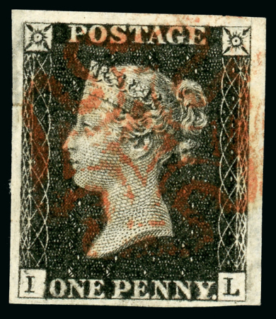 Stamp of Great Britain » 1840 1d Black and 1d Red plates 1a to 11 Plate 1b IL with non-coincident re-entries showing