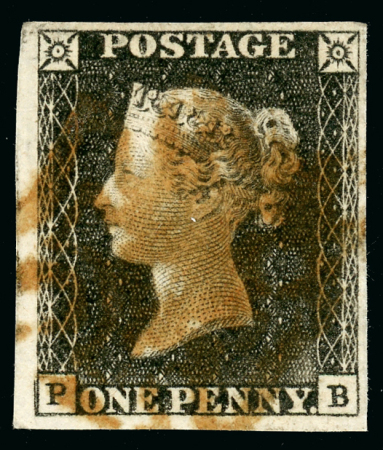 Stamp of Great Britain » 1840 1d Black and 1d Red plates 1a to 11 Plate 1a PB, RE-ENTRY, with large to huge margins,