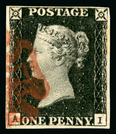 Stamp of Great Britain » 1840 1d Black and 1d Red plates 1a to 11 1840 1d black pl.1b AI with good to very good even margins, showing INVERTED WATERMARK variety