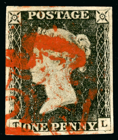 Stamp of Great Britain » 1840 1d Black and 1d Red plates 1a to 11 1840 1d black pl.2 TL, early and late impressions, two good to very fine examples