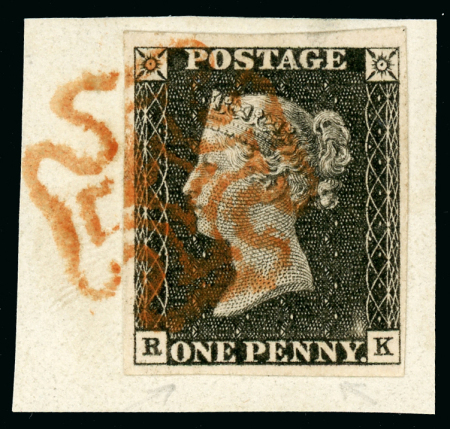 Stamp of Great Britain » 1840 1d Black and 1d Red plates 1a to 11 1840 1d black pl.1 study lettered RK