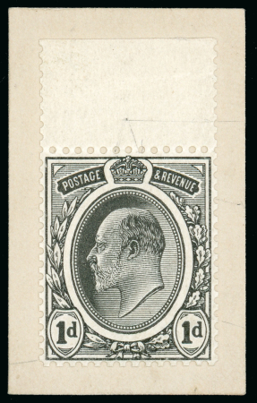 Stamp of Great Britain » King Edward VII Type 1, 1d. marginal plate proof in black, perf. 14,