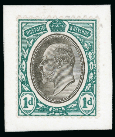 Stamp of Great Britain » King Edward VII Type 1, 1d. plate proof in green and black, perf. 14,